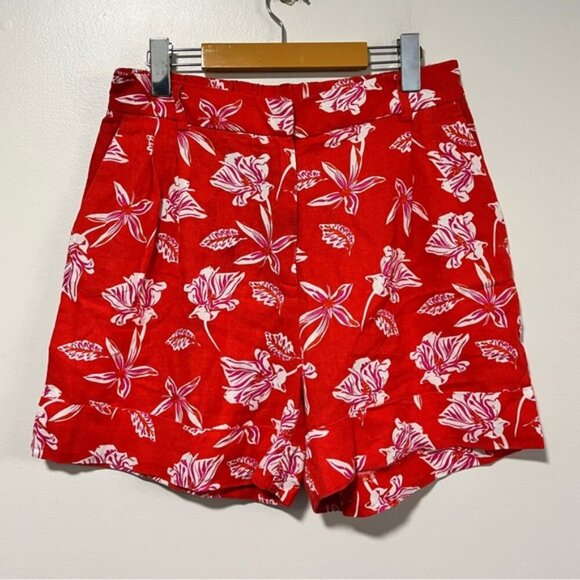 Joie Red Floral Linen Blend Shorts – Women’s Size 8 - Picture 6 of 10